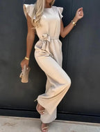 Women’s Wide Leg Jumpsuit in Polyester for Winter Occasion Wear