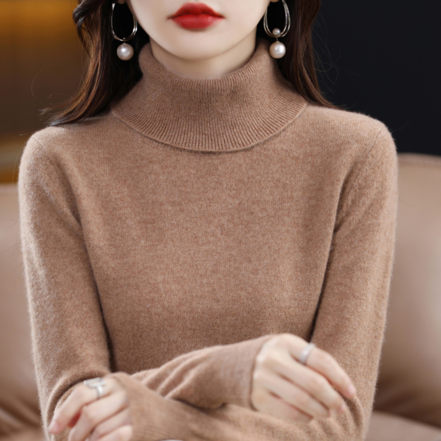 Women’s Merino Wool Turtleneck Jumper for Winter