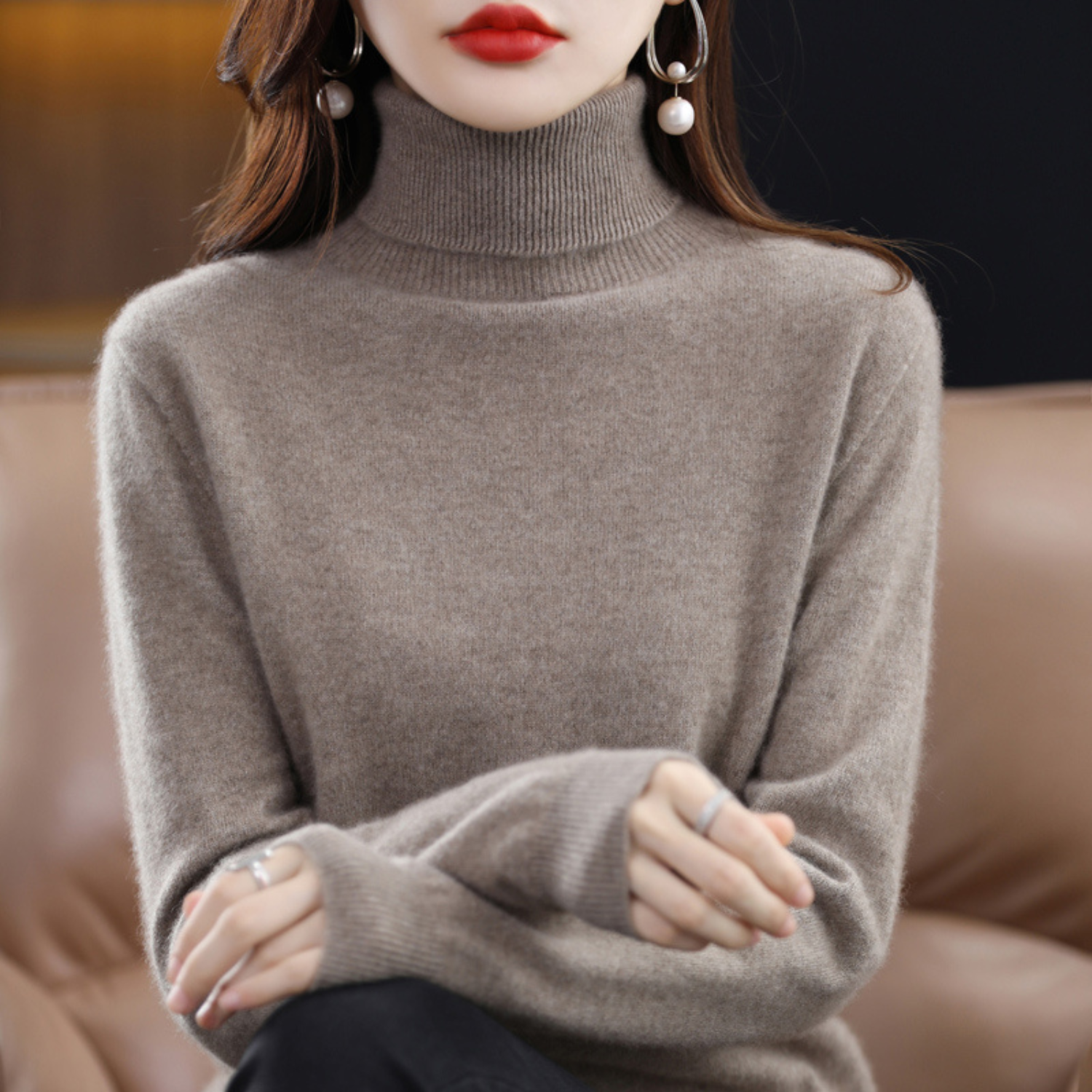Women’s Merino Wool Turtleneck Jumper for Winter