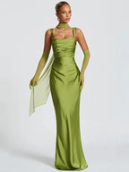 Women’s Satin Evening Maxi Dress for Spring