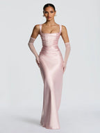 Women’s Satin Evening Maxi Dress for Spring