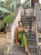 Women’s Satin Evening Maxi Dress for Spring