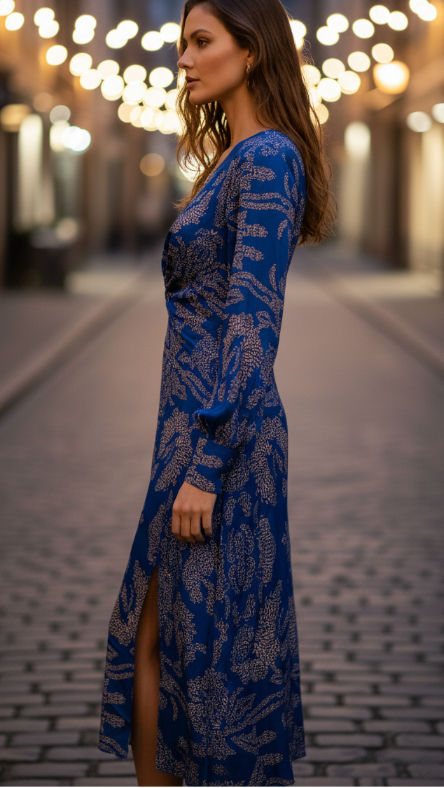 Women’s Long Sleeve Wrap Dress Polyester for Spring