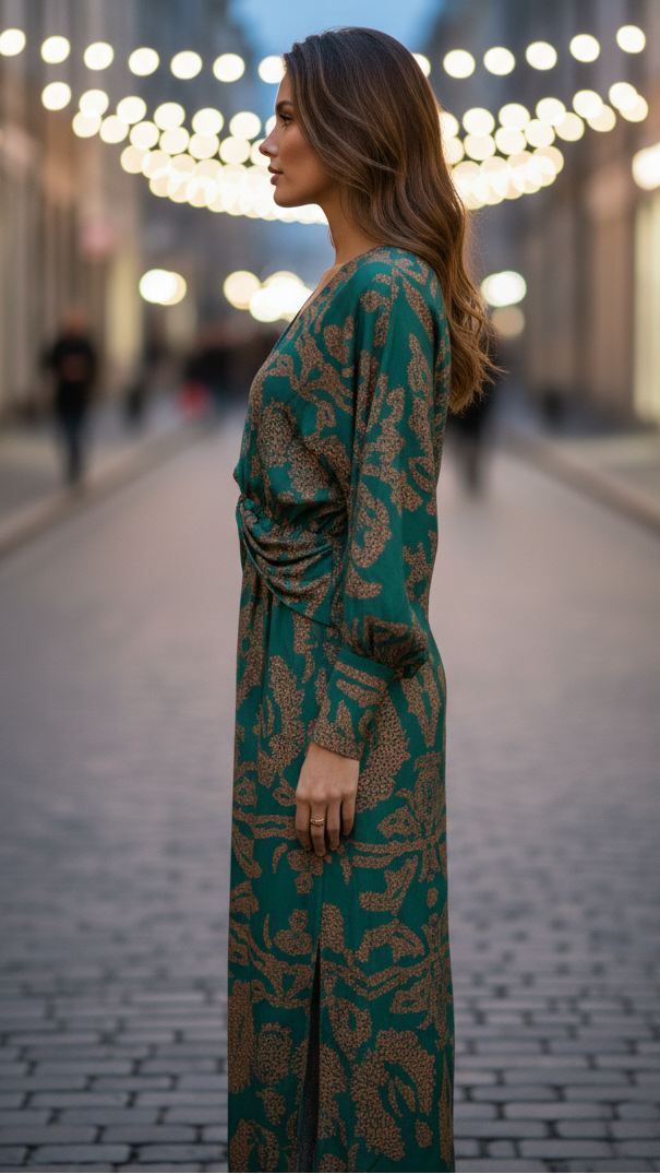 Women’s Long Sleeve Wrap Dress Polyester for Spring