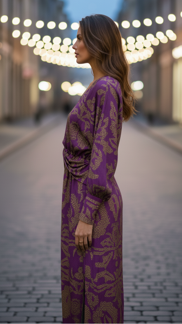 Women’s Long Sleeve Wrap Dress Polyester for Spring