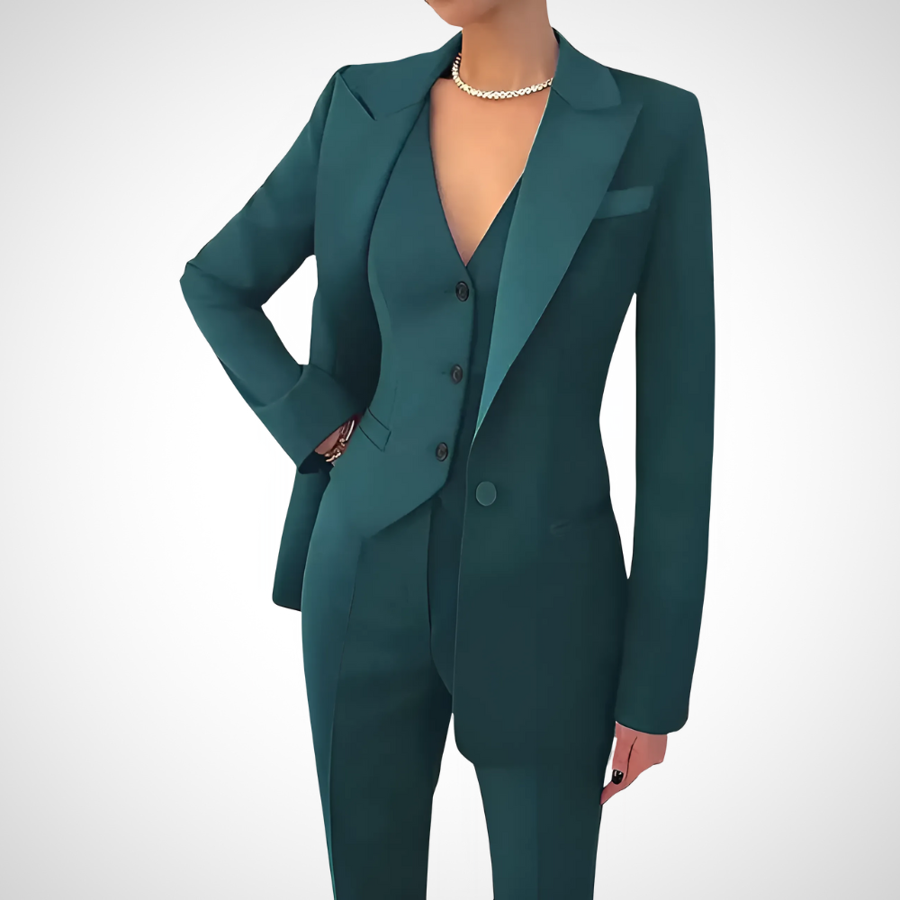 Women’s Wool Blend Tailored Three Piece Suit for Late Winter