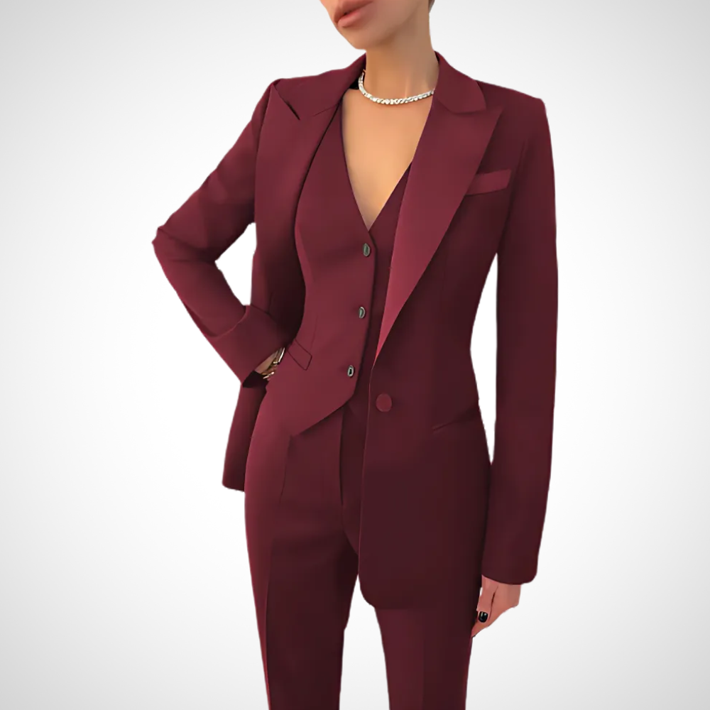 Women’s Wool Blend Tailored Three Piece Suit for Late Winter