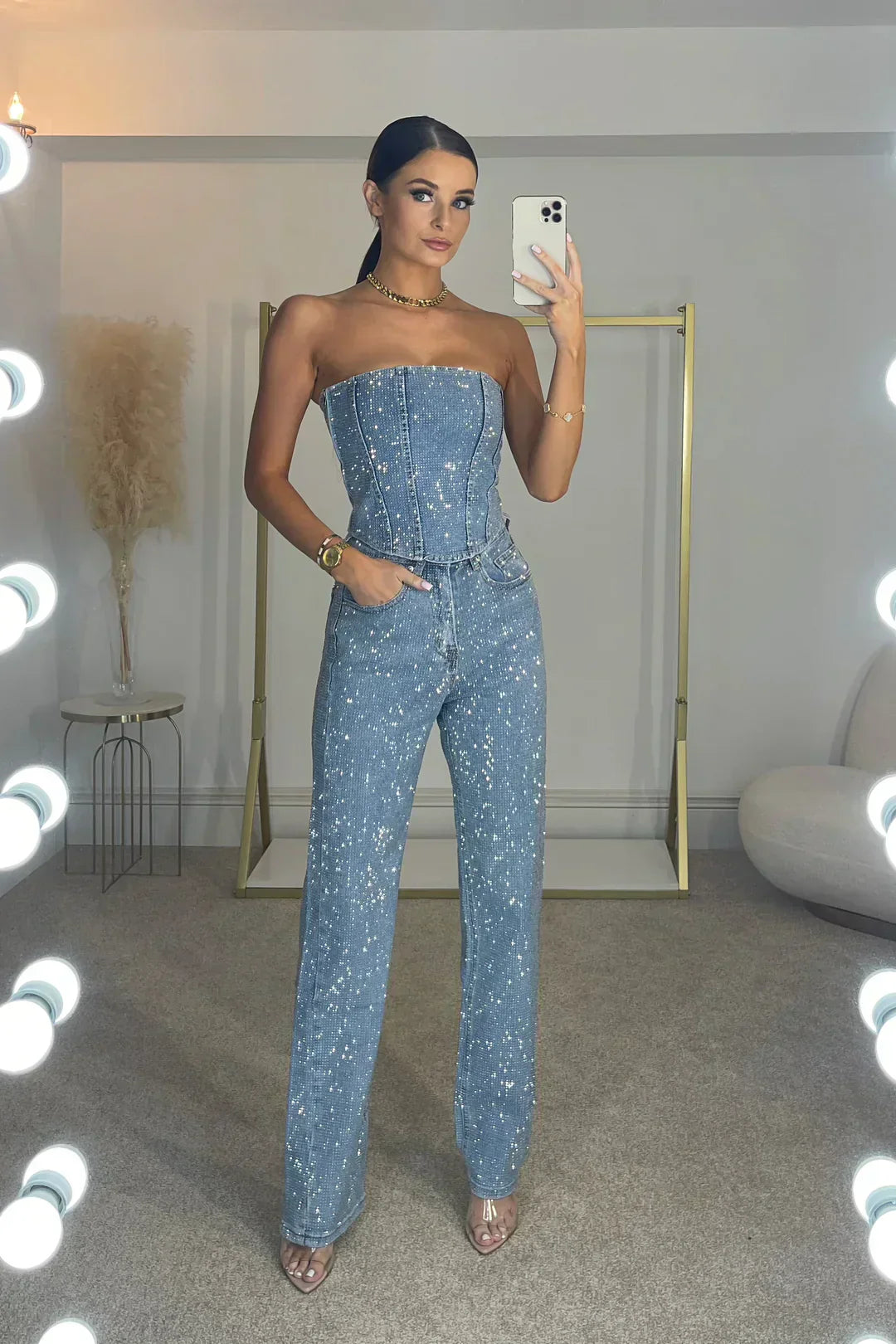 Women’s Strapless Jumpsuit Polyester for Spring
