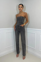 Women’s Strapless Jumpsuit Polyester for Spring