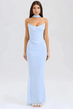 Women’s Halter Neck Maxi Gown Polyester for Spring