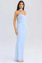 Women’s Halter Neck Maxi Gown Polyester for Spring