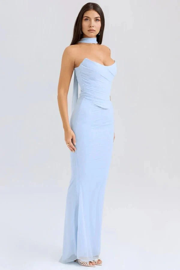 Women’s Halter Neck Maxi Gown Polyester for Spring