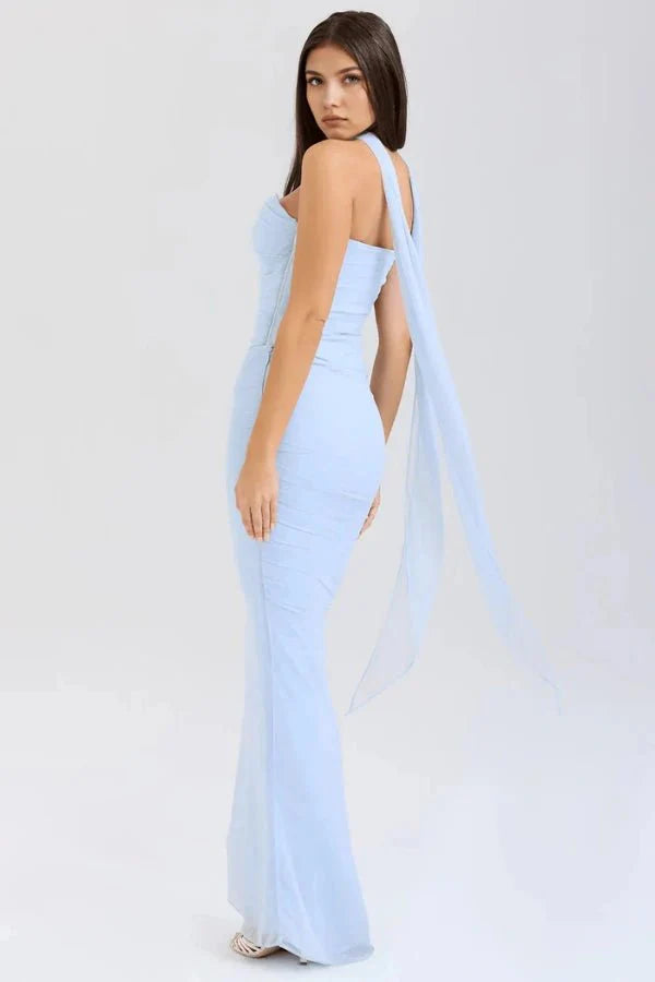 Women’s Halter Neck Maxi Gown Polyester for Spring
