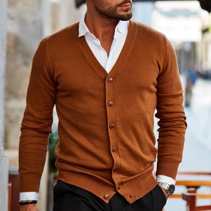 Men’s Merino Wool Knit Cardigan for Winter