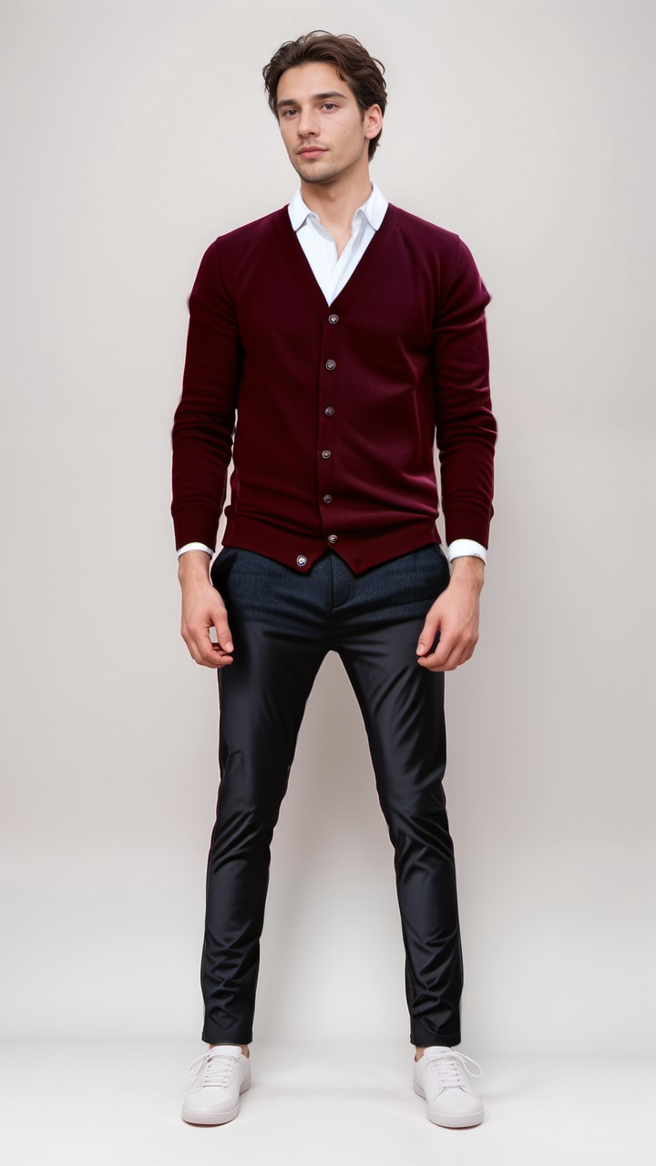 Men’s Merino Wool Knit Cardigan for Winter