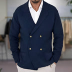 Men’s Wool Knit Double Breasted Blazer for Spring
