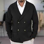 Men’s Wool Knit Double Breasted Blazer for Spring