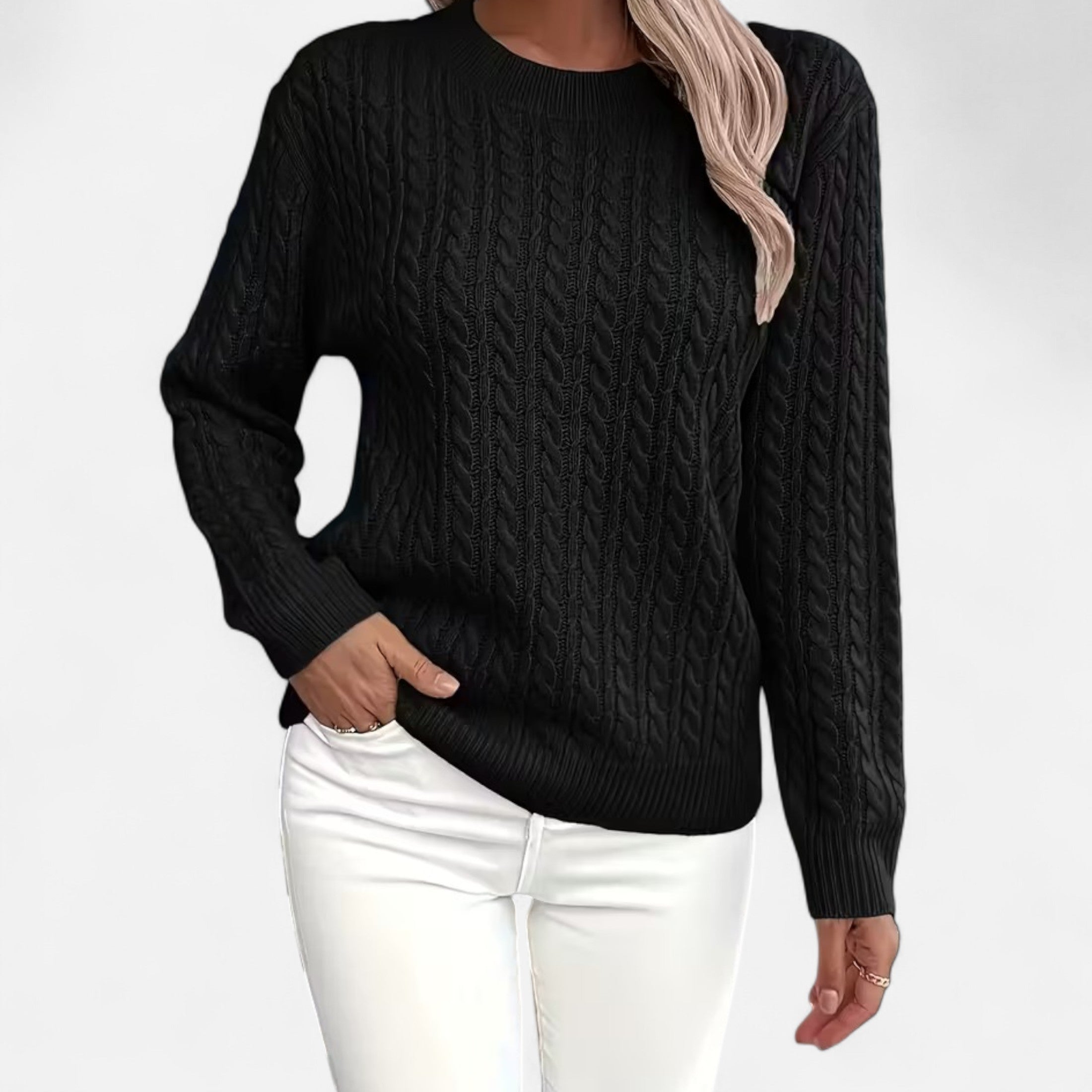 Women’s Wool Cable Knit Jumper for Late Winter and Early Spring