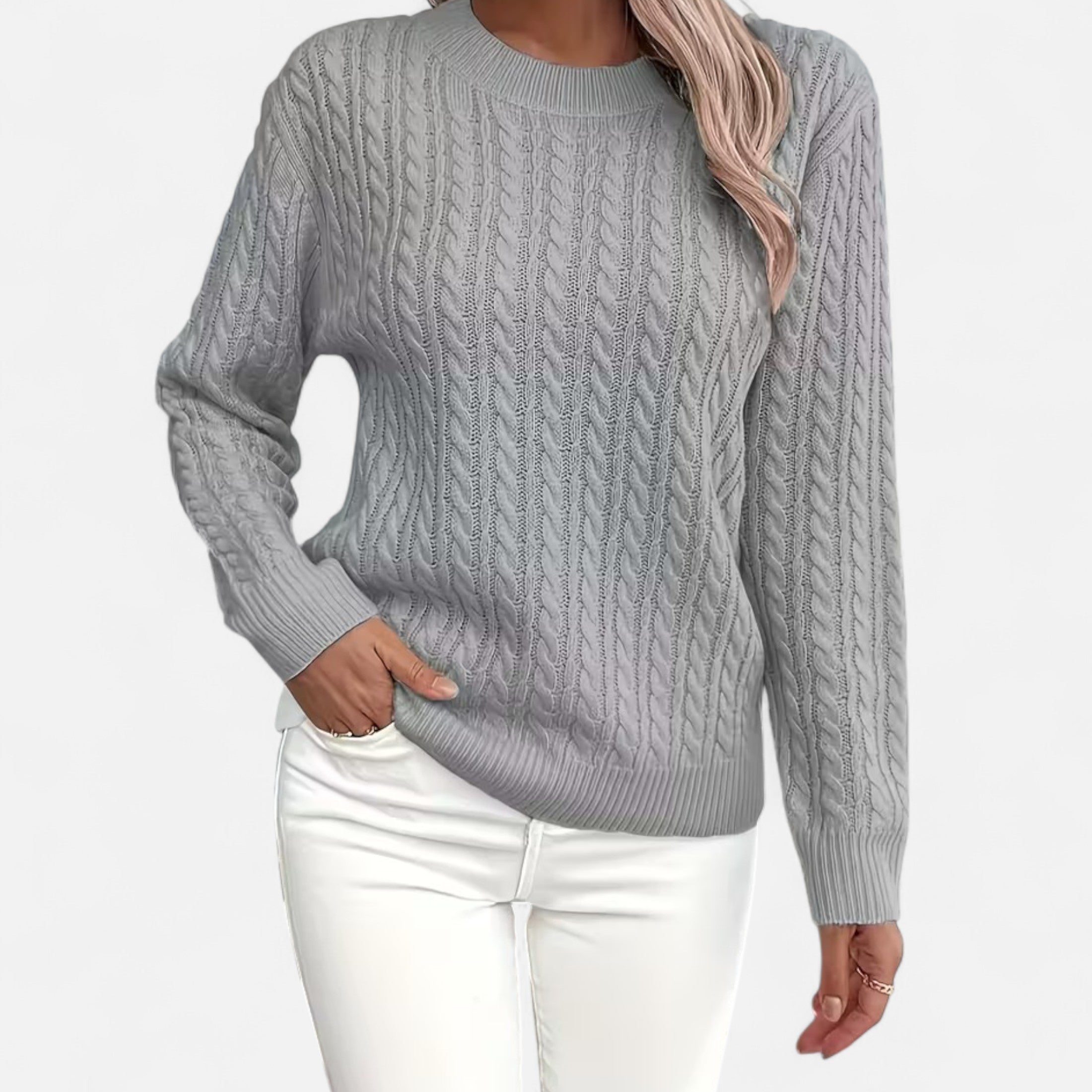 Women’s Wool Cable Knit Jumper for Late Winter and Early Spring