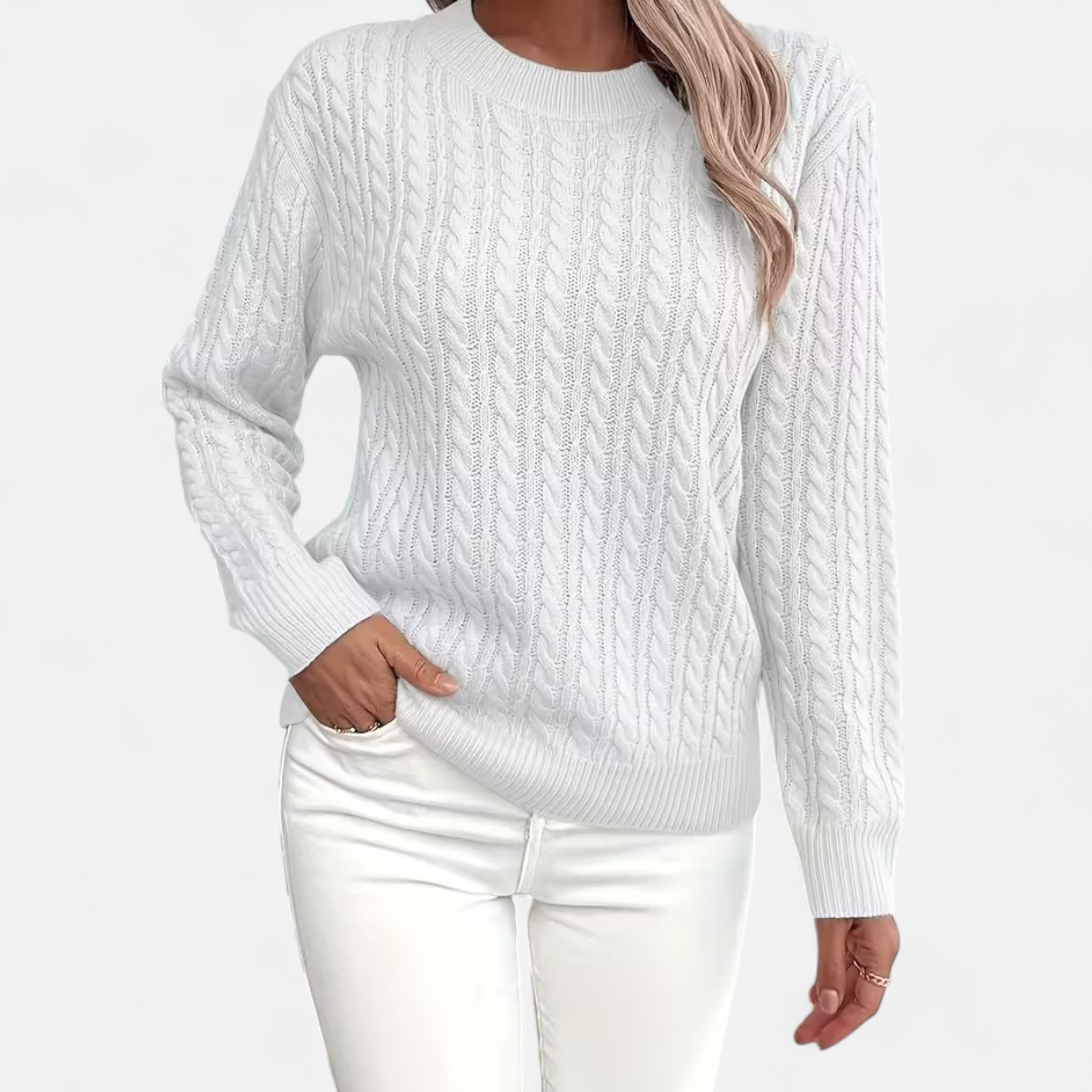 Women’s Wool Cable Knit Jumper for Late Winter and Early Spring