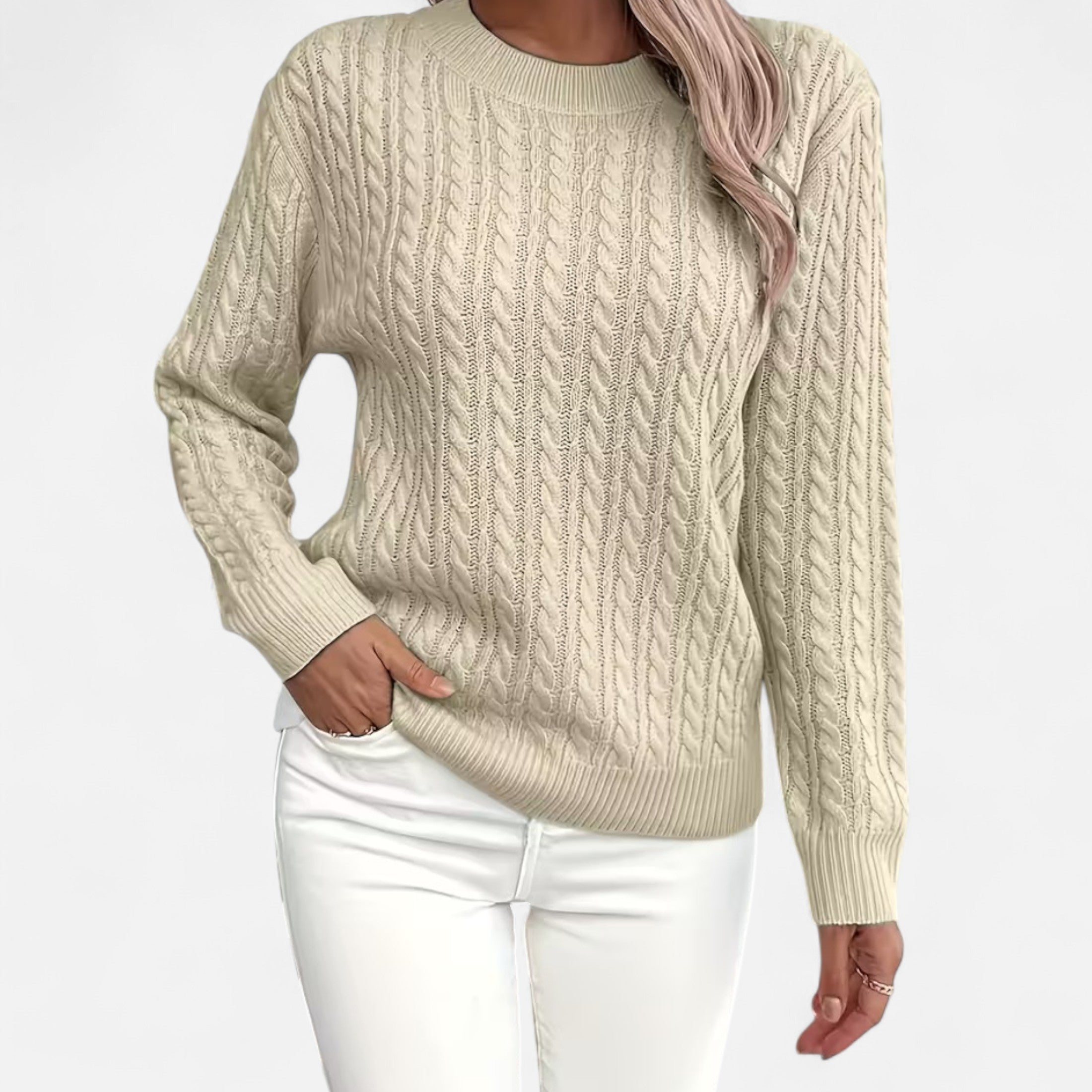 Women’s Wool Cable Knit Jumper for Late Winter and Early Spring