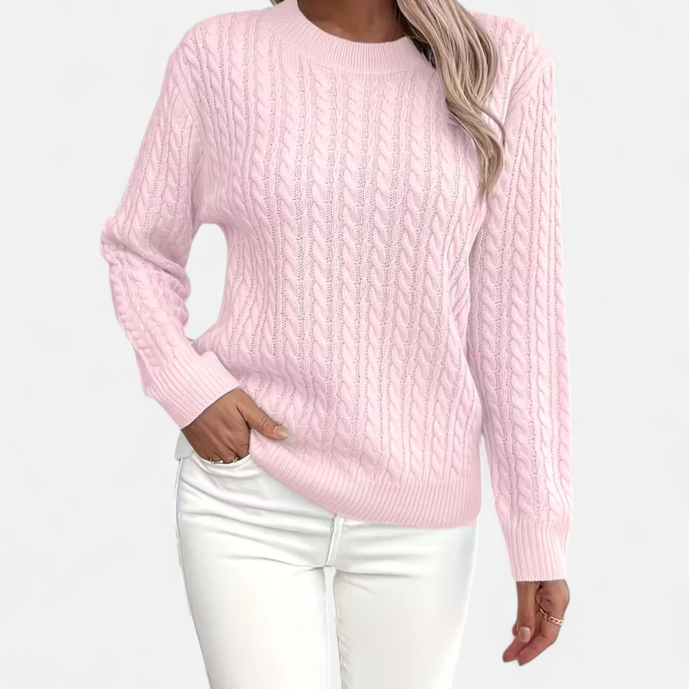 Women’s Wool Cable Knit Jumper for Late Winter and Early Spring