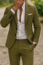 Men’s Linen Two Piece Suit for Spring