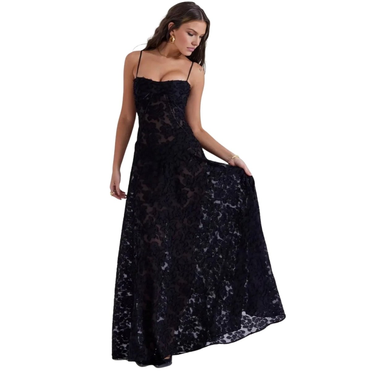 Women’s Strappy Maxi Dress Polyester for Spring