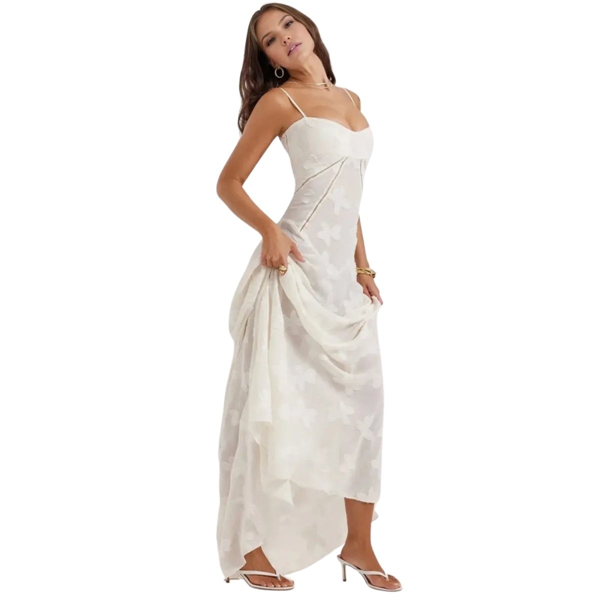 Women’s Strappy Maxi Dress Polyester for Spring