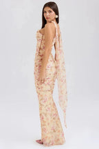 Women’s Halter Neck Maxi Gown Polyester for Spring
