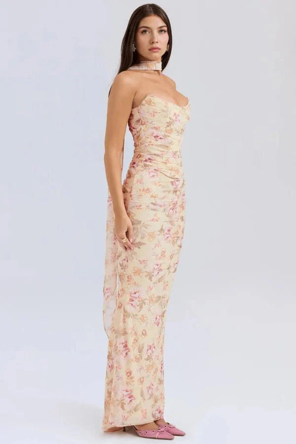 Women’s Halter Neck Maxi Gown Polyester for Spring