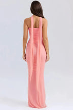 Women’s Halter Neck Maxi Gown Polyester for Spring