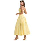 Women’s Strapless Evening Midi Dress Polyester for Spring