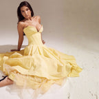 Women’s Strapless Evening Midi Dress Polyester for Spring