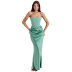 Women’s Strapless Maxi Dress Polyester for Spring