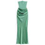 Women’s Strapless Maxi Dress Polyester for Spring