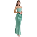Women’s Strapless Maxi Dress Polyester for Spring