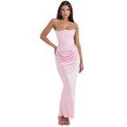 Women’s Strapless Maxi Dress Polyester for Spring