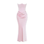 Women’s Strapless Maxi Dress Polyester for Spring