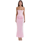 Women’s Strapless Maxi Dress Polyester for Spring