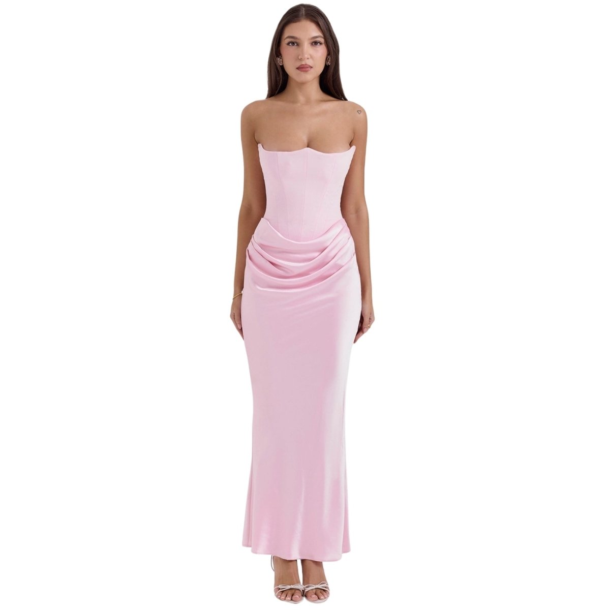 Women’s Strapless Maxi Dress Polyester for Spring