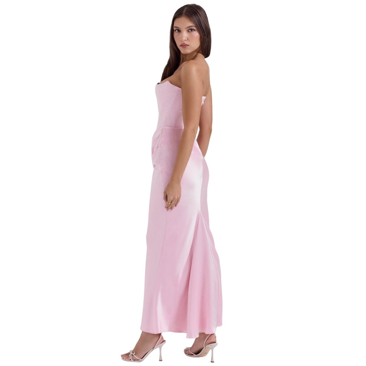 Women’s Strapless Maxi Dress Polyester for Spring