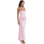 Women’s Strapless Maxi Dress Polyester for Spring