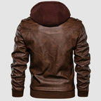 Men’s Leather Jacket with Hood for Winter Casual Style