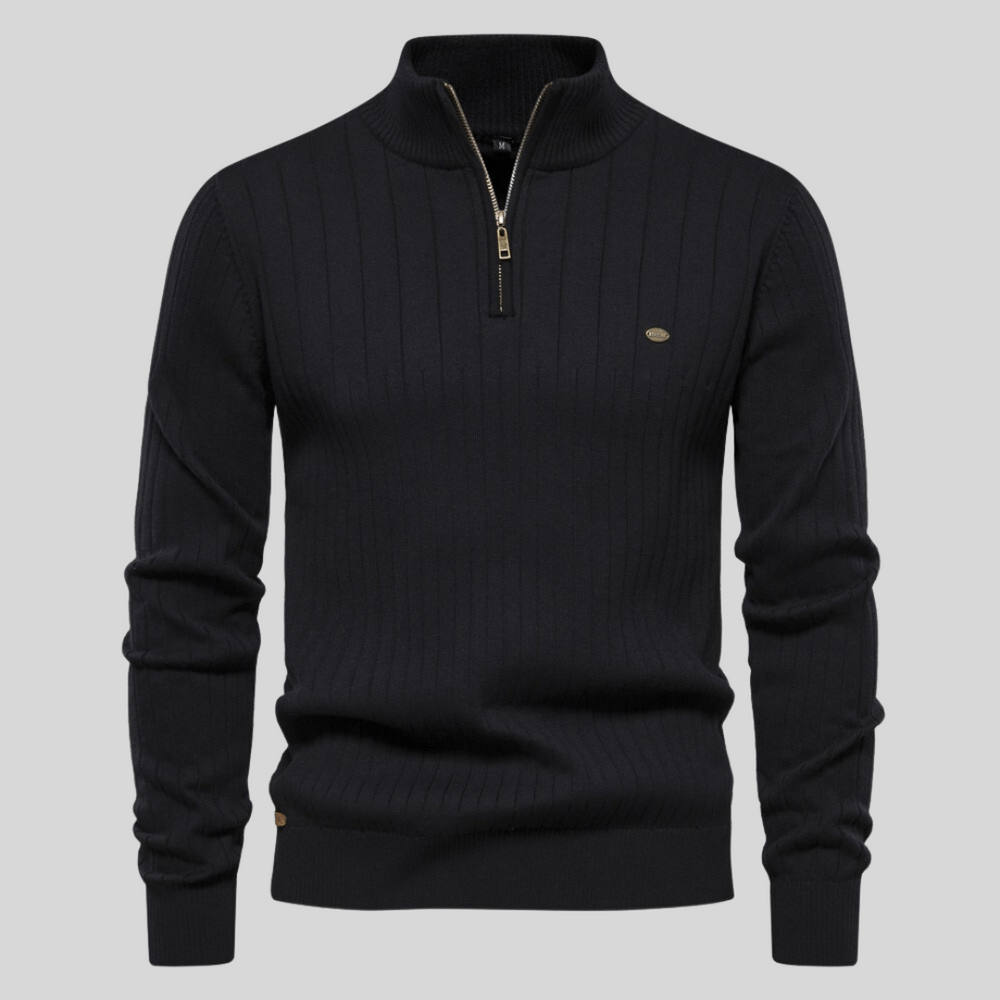 Men’s Merino Wool Half Zip Ribbed Jumper for Spring