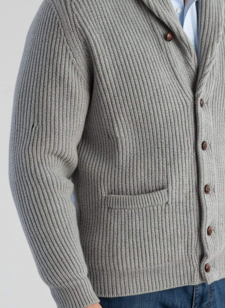 Men’s Wool Knit Shawl Collar Cardigan for Winter