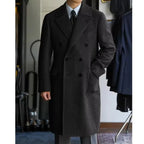 Men’s Wool Blend Double Breasted Overcoat for Winter