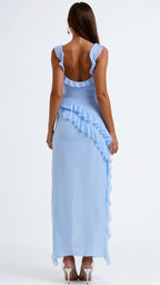 Women’s Satin Ruffle Maxi Dress for Spring
