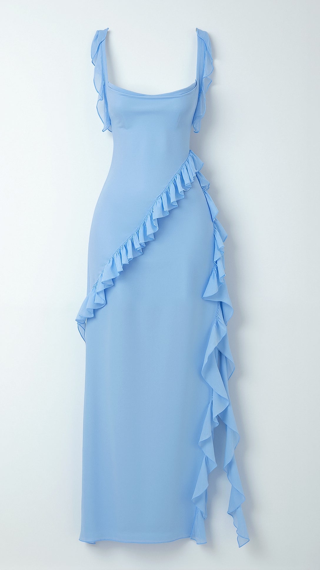 Women’s Satin Ruffle Maxi Dress for Spring