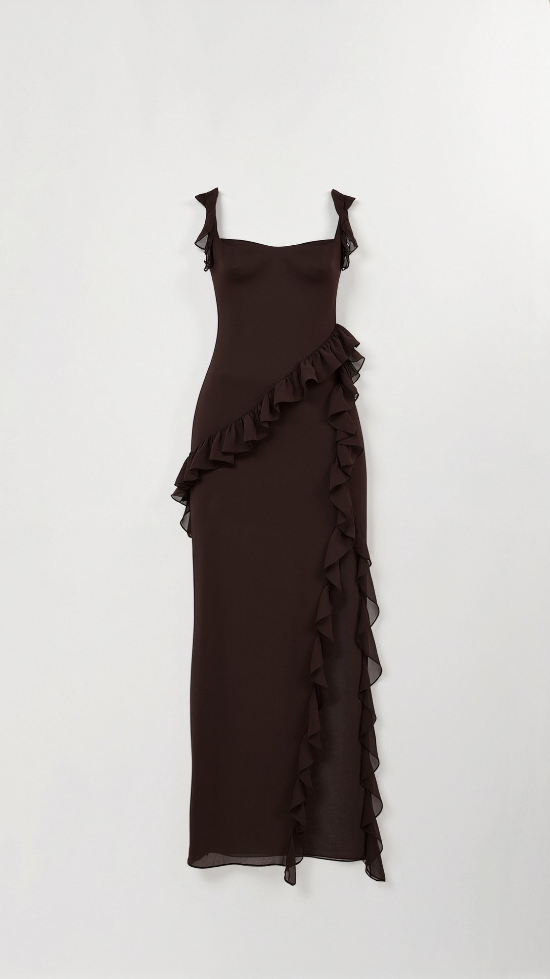 Women’s Satin Ruffle Maxi Dress for Spring